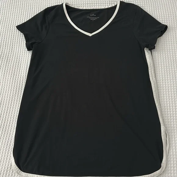 J. Jill Fit Black and White Progress Color Block Tunic Top Size M - Picture 5 of 11